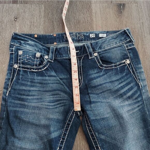 Miss Me Blue Flare Wide Leg Jeans with Distressed Details - Picture 10 of 12